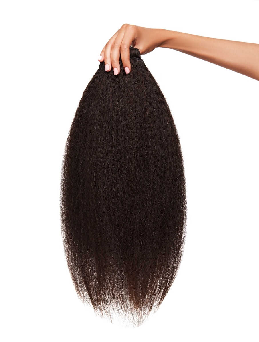 HAND HOLDING HEAT FREE HAIR BLOW OUT WEFTED HAIR