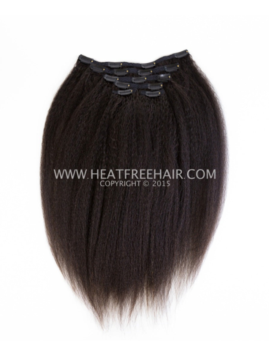 Kinky Straight Clip In Hair Extensions, Blow Out Clip Ins